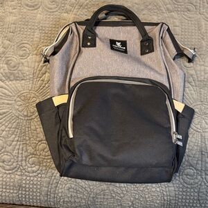 Hafmall Black and Gray Backpack Diaper Bag